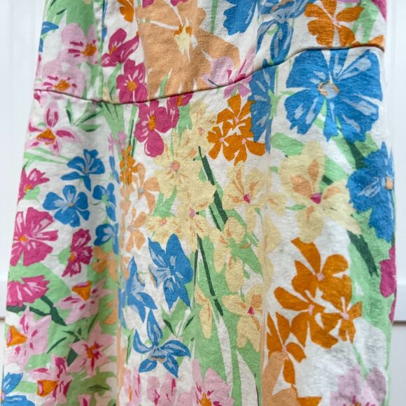 Old Navy Floral Fit & Flare Mini Sundress Women's Linen Blend Pastel Summer Med - Picture 7 of 14
